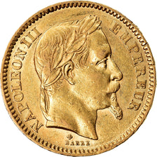 Moneta, Francia, Napoleon III, Napoléon III, 20 Francs, 1863, Strasbourg, BB