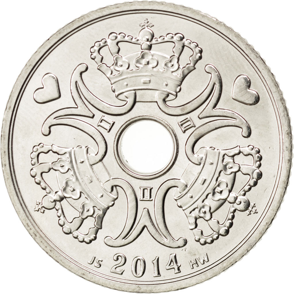 Denmark, 5 Kroner, 2014, KM #869.2, MS(63), Cupro-nickel, 9.25