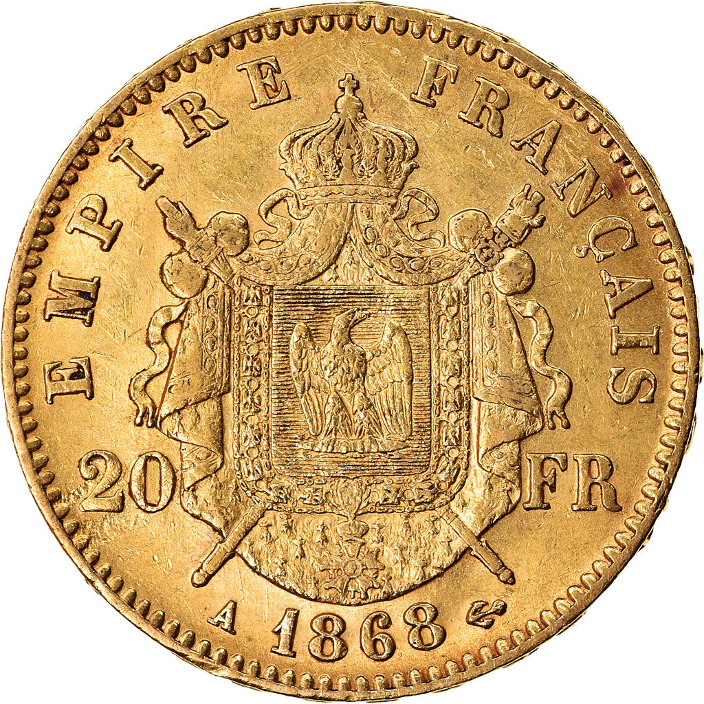 Coin, France, Napoleon III, Napoléon III, 20 Francs, 1868, Paris, EF(40-45)