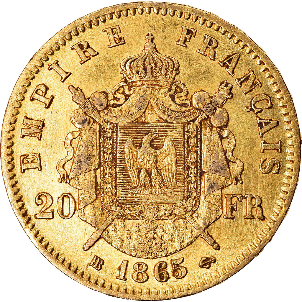 Monnaie, France, Napoleon III, 20 Francs, 1865, Strasbourg, TTB+, Or