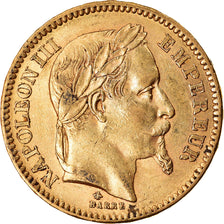 Moeda, França, Napoleon III, Napoléon III, 20 Francs, 1865, Paris, AU(50-53)
