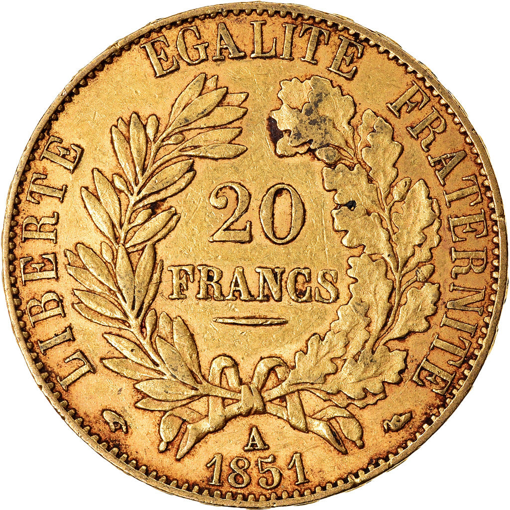 Coin, France, Cérès, 20 Francs, 1851, Paris, AU(50-53), Gold, KM:762