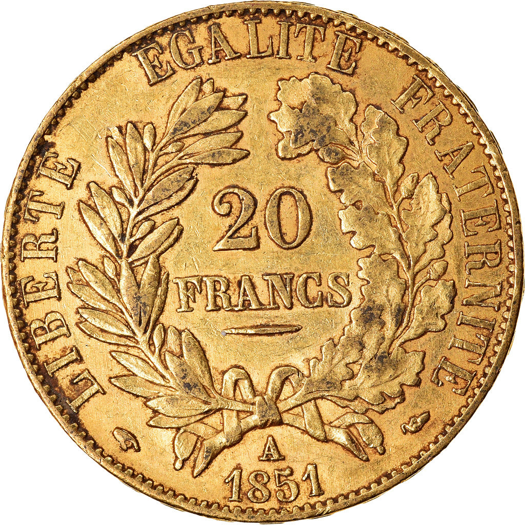 Moeda, França, Cérès, 20 Francs, 1851, Paris, AU(50-53), Dourado, KM:762
