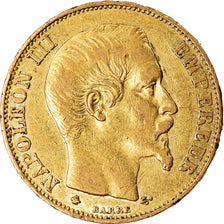 Moneta, Francia, Napoleon III, 20 Francs, 1859, Strasbourg, BB, Oro, KM:781.2