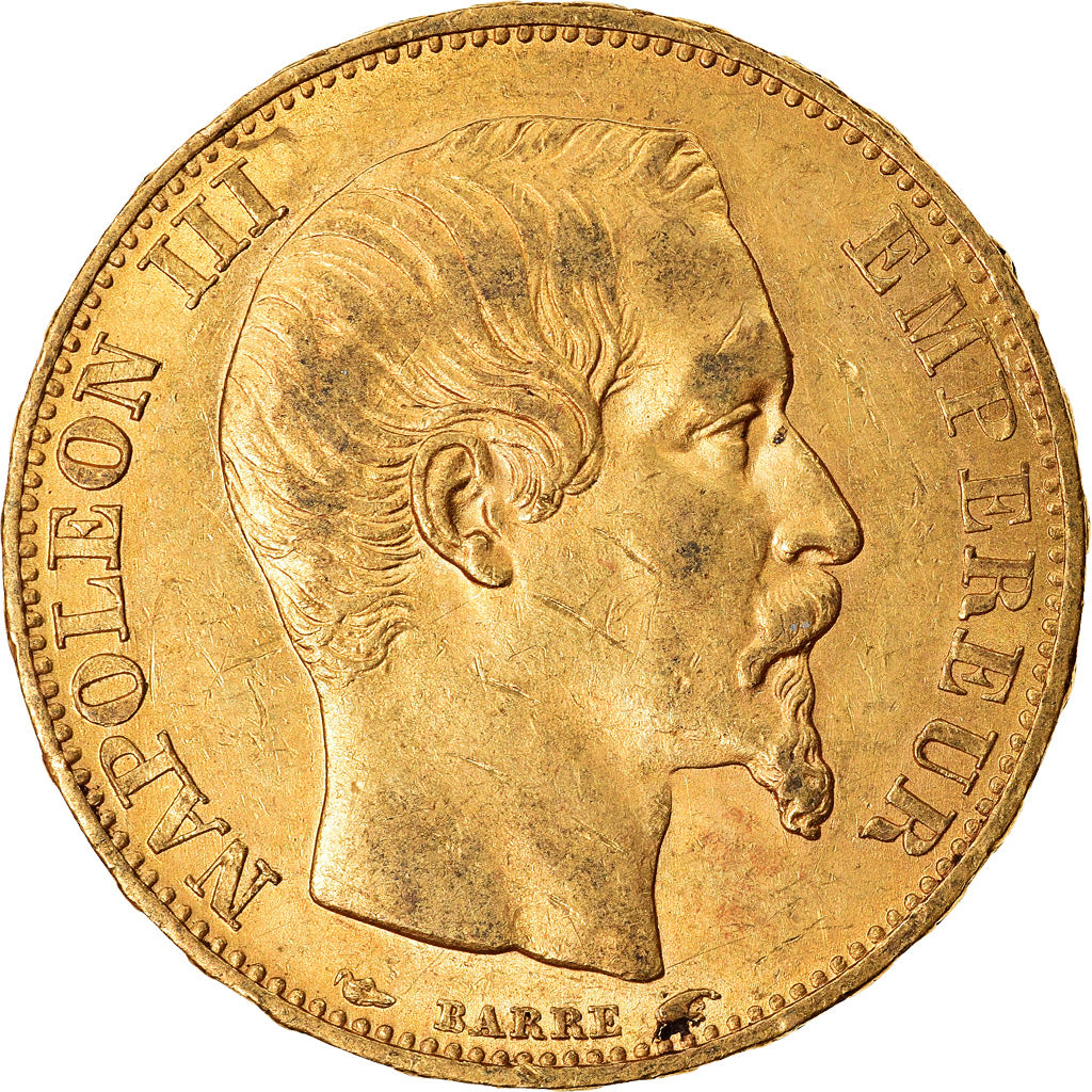 Moneta, Francja, Napoleon III, Napoléon III, 20 Francs, 1854, Paris, AU(50-53)