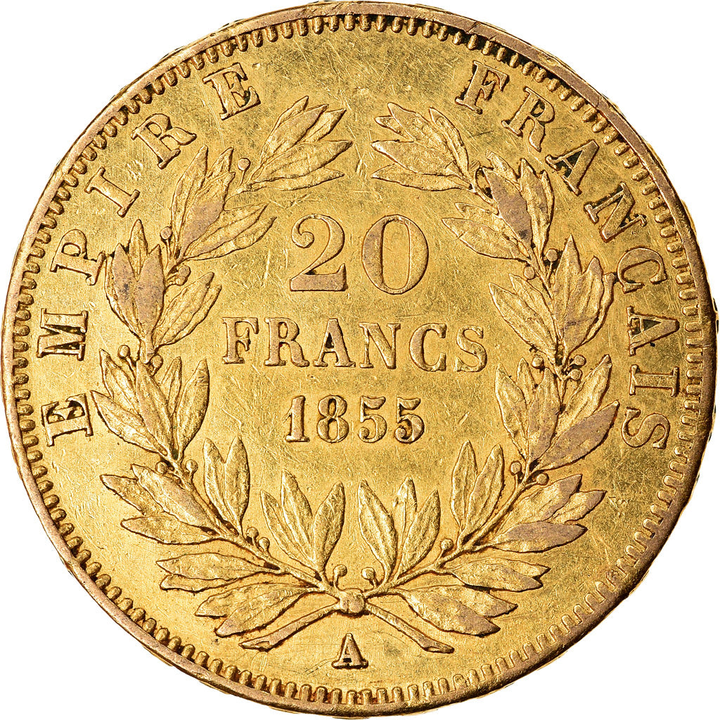 Moeda, França, Napoleon III, Napoléon III, 20 Francs, 1855, Paris, EF(40-45)