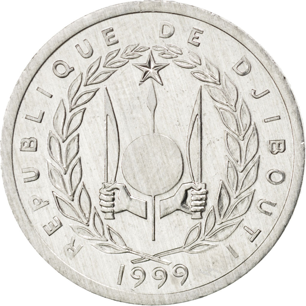 DJIBOUTI, Franc, 1999, Paris, KM #20, MS(63), Aluminum, 23, 1.29