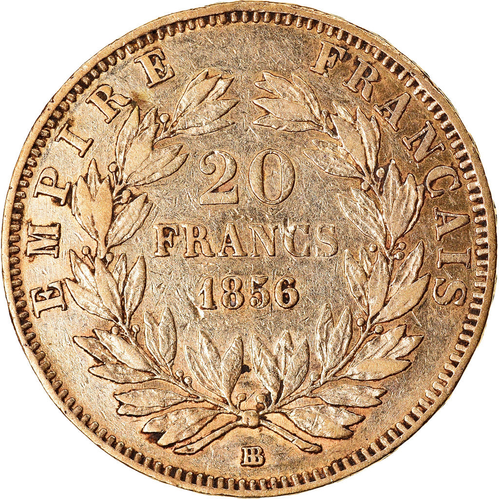 Moneta, Francja, Napoleon III, Napoléon III, 20 Francs, 1856, Strasbourg