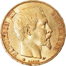 Moeda, França, Napoleon III, 20 Francs, 1860, Strasbourg, AU(50-53), Dourado