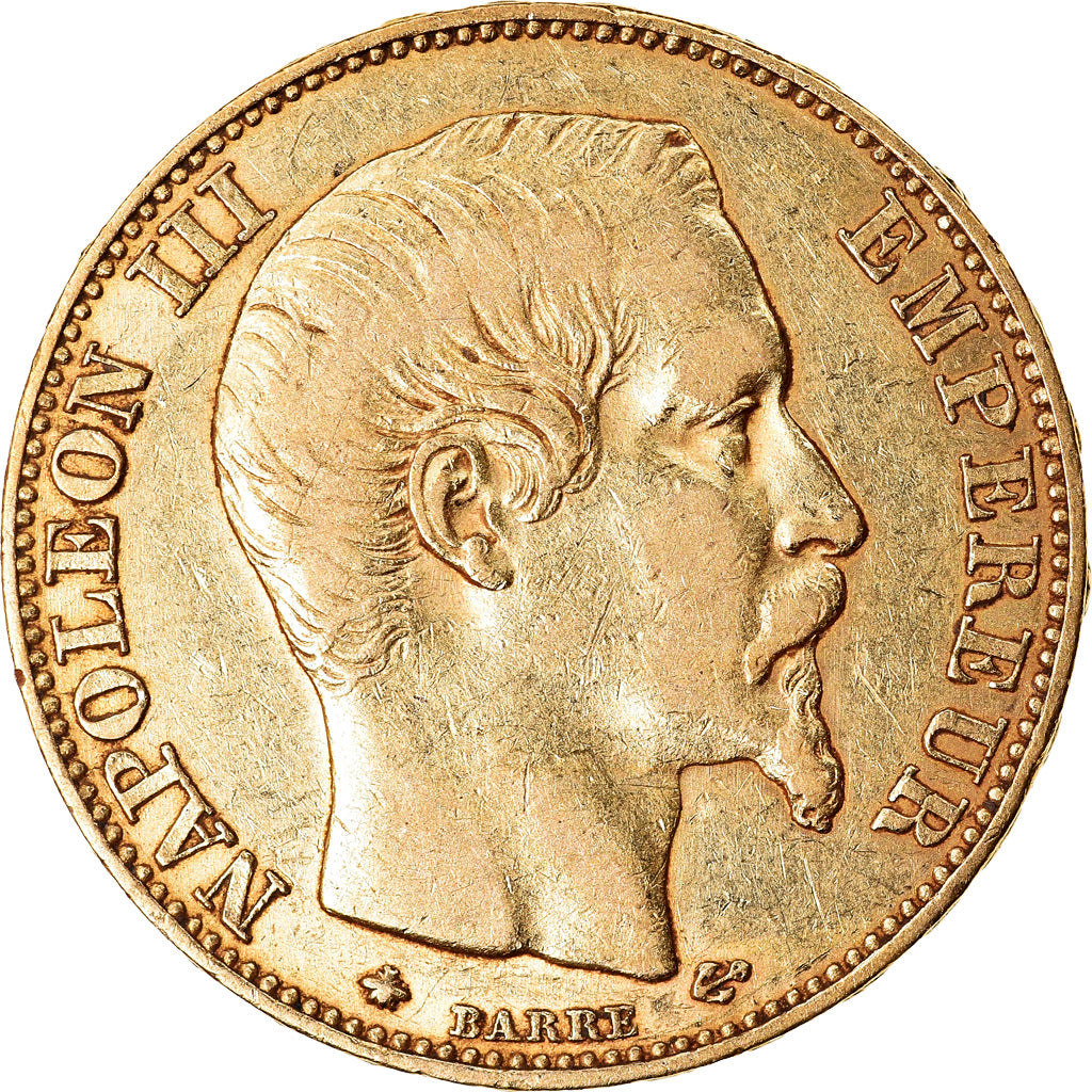 Frankreich, Napoleon III, 20 Francs, 1858, Strasbourg, SS, Gold, KM:781.2