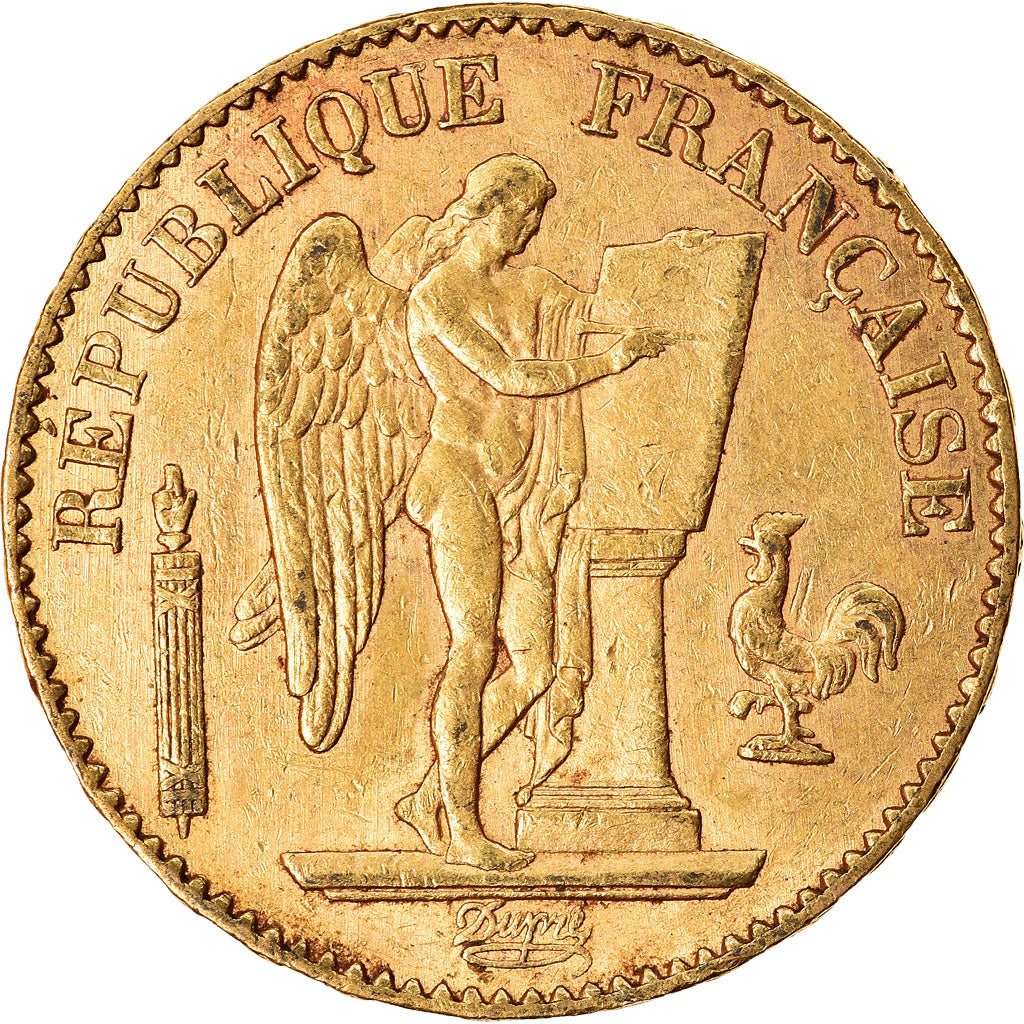 Moneda, Francia, Génie, 20 Francs, 1876, Paris, MBC+, Oro, KM:825, Gadoury:1063