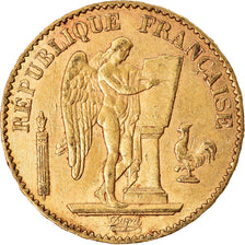 Moneda, Francia, Génie, 20 Francs, 1876, Paris, MBC+, Oro, KM:825, Gadoury:1063