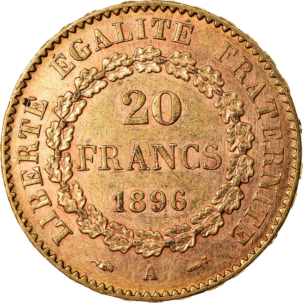 Coin, France, Génie, 20 Francs, 1896, Paris, AU(55-58), Gold, KM:825