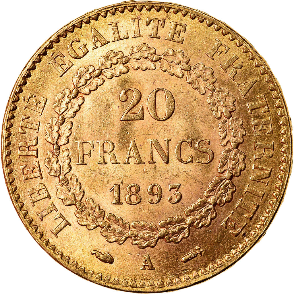 Monnaie, France, Génie, 20 Francs, 1893, Paris, SUP, Or, Gadoury:1063, KM:825