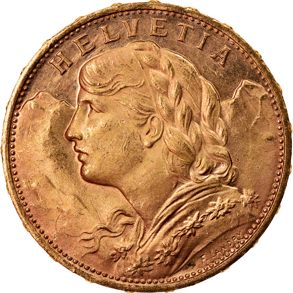 Coin, Switzerland, 20 Francs, 1930, Bern, MS(64), Gold, KM:35.1