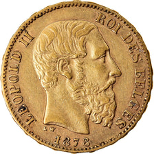 Coin, Belgium, Leopold II, 20 Francs, 20 Frank, 1878, AU(55-58), Gold, KM:37