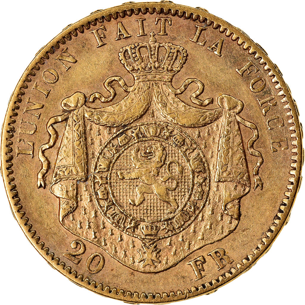 Coin, Belgium, Leopold II, 20 Francs, 20 Frank, 1878, AU(55-58), Gold, KM:37