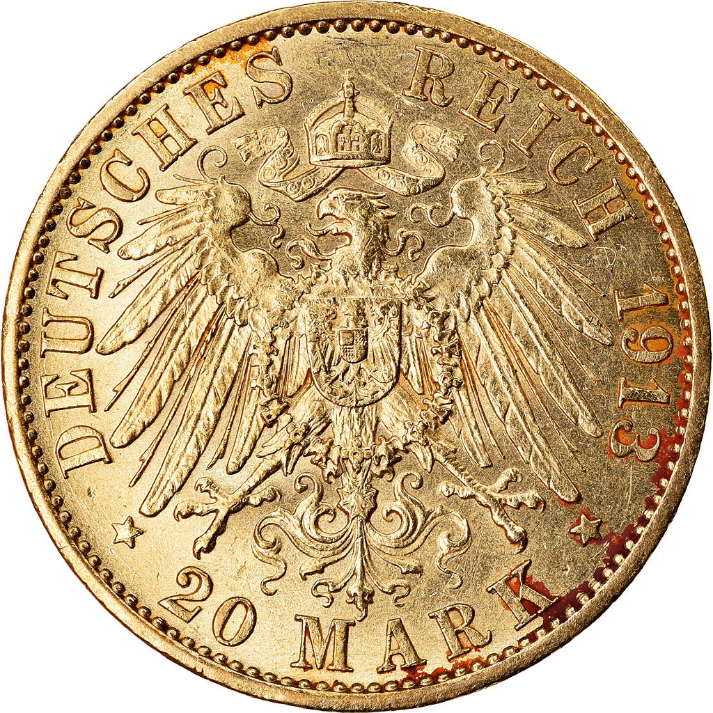 Moneda, Estados alemanes, PRUSSIA, Wilhelm II, 20 Mark, 1913, Berlin, EBC, Oro