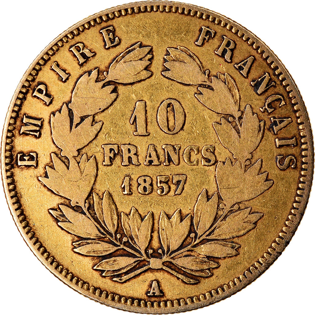 Coin, France, Napoleon III, Napoléon III, 10 Francs, 1857, Paris, VF(20-25)