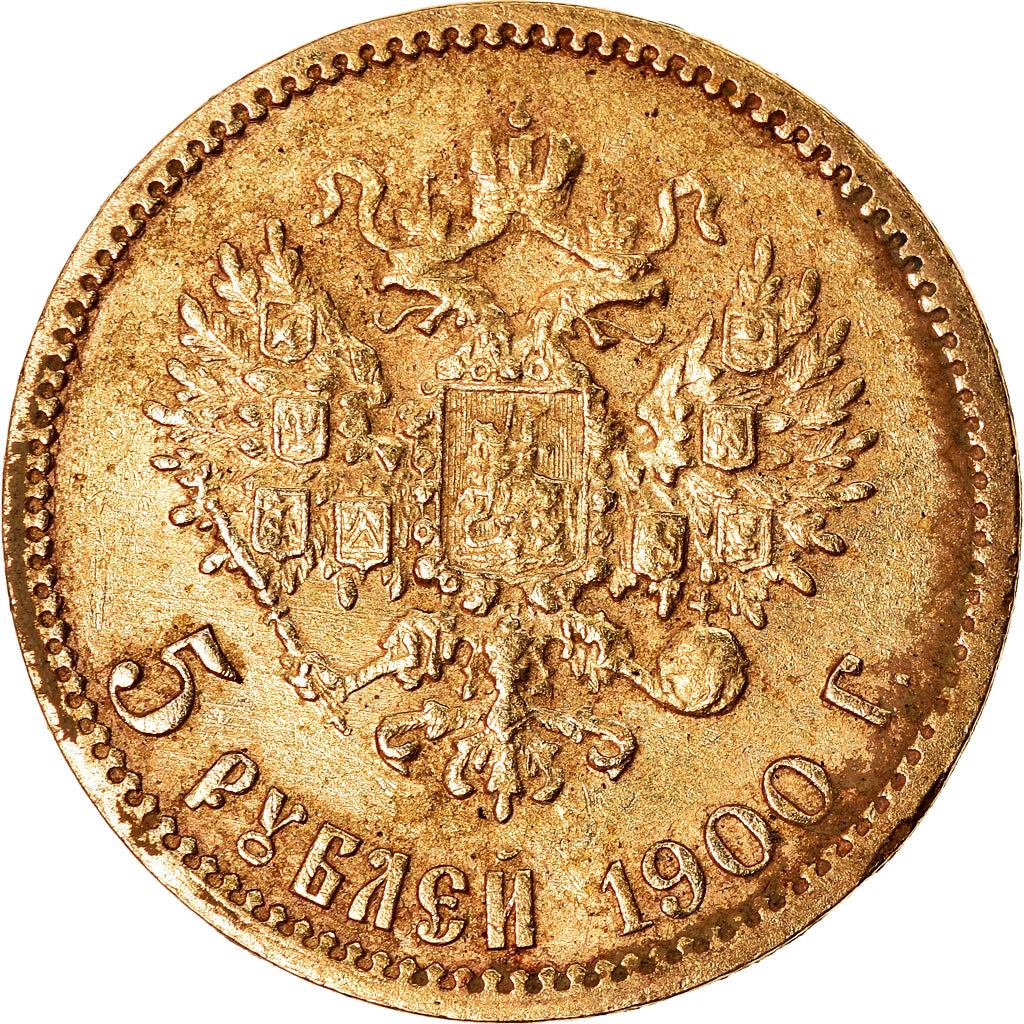 Moneta, Russia, Nicholas II, 5 Roubles, 1900, St. Petersburg, BB, Oro, KM:62
