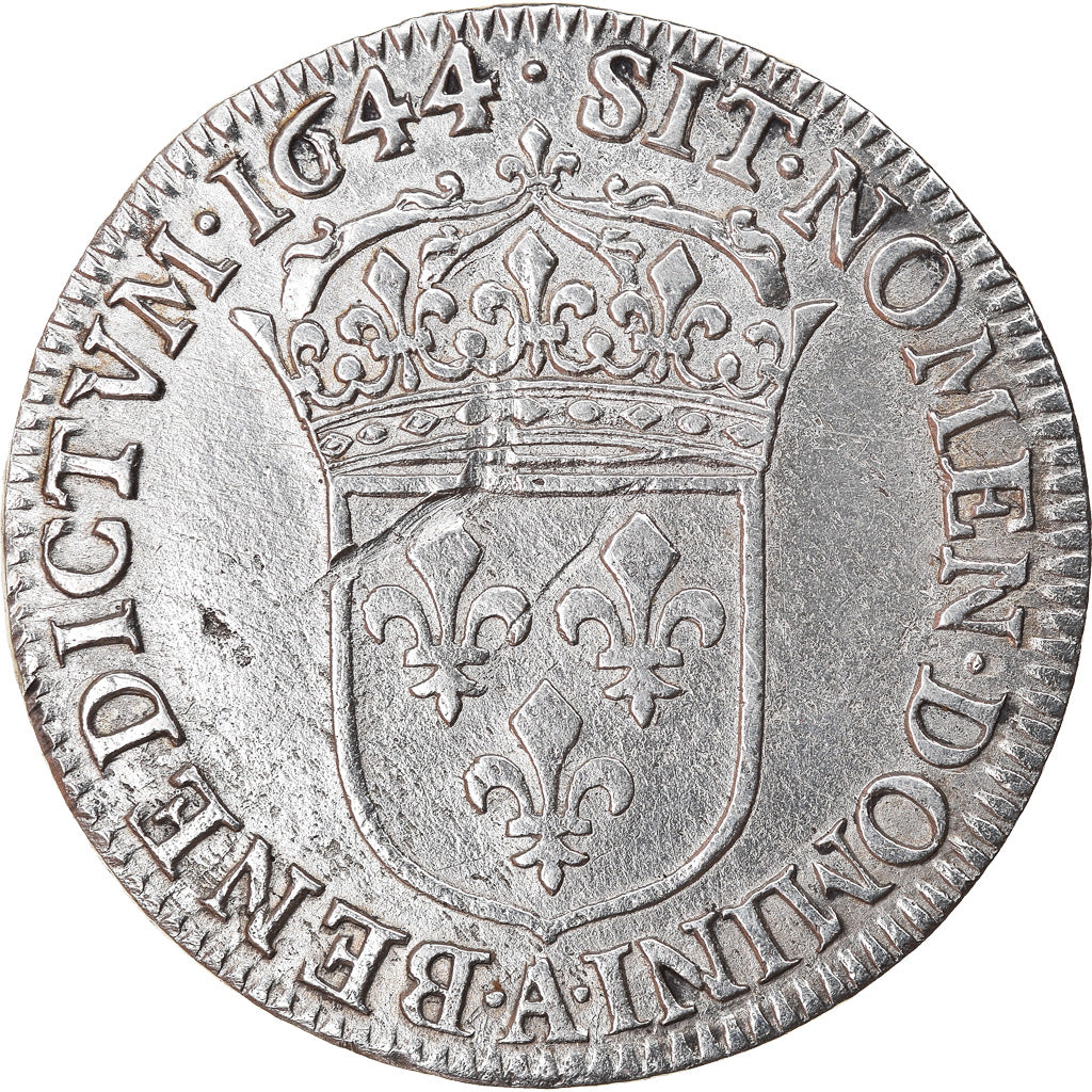 Monnaie, France, Louis XIV, 1/4 Écu à la mèche courte, 1/4 Ecu, 1644, Paris