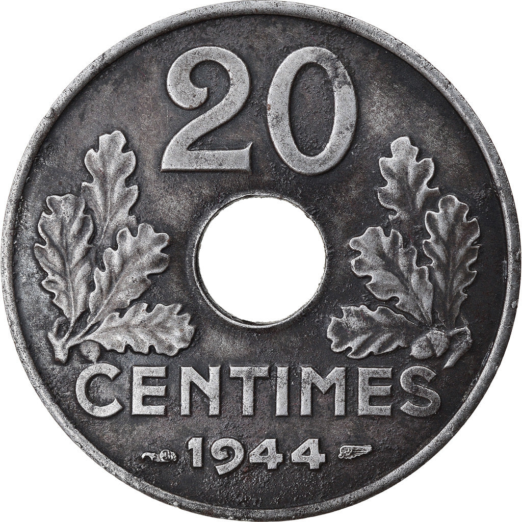 Coin, France, État français, 20 Centimes, 1944, Paris, AU(50-53), Iron