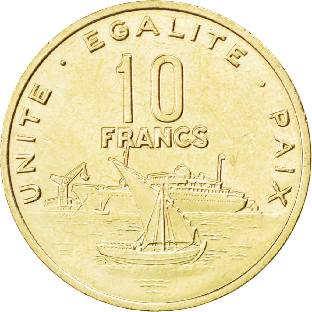 DJIBOUTI, 10 Francs, 2010, Paris, KM #23, MS(63), Aluminum-Bronze, 20, 2.99