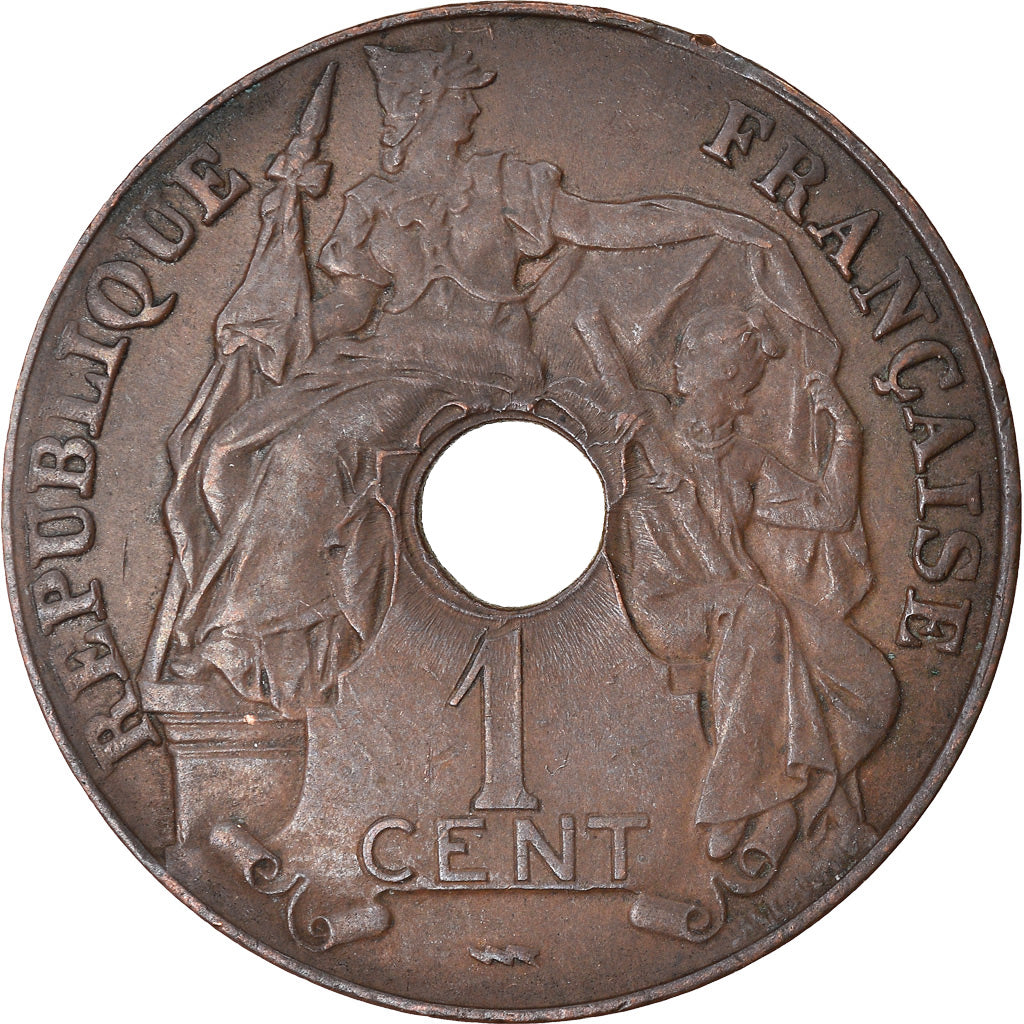 Coin, FRENCH INDO-CHINA, Cent, 1922, Poissy, AU(50-53), Bronze, KM:12.3