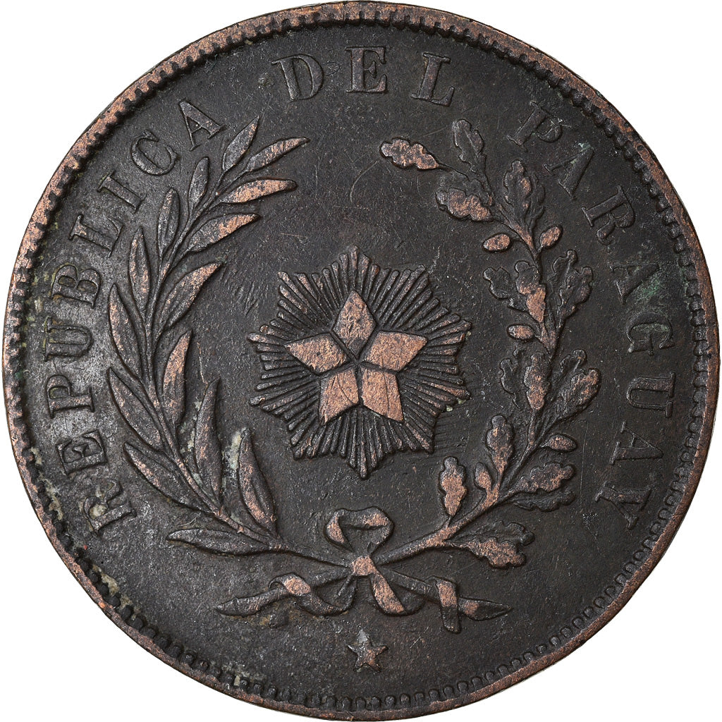 Moeda, Paraguai, Centesimo, 1870, Heaton, EF(40-45), Cobre, KM:2
