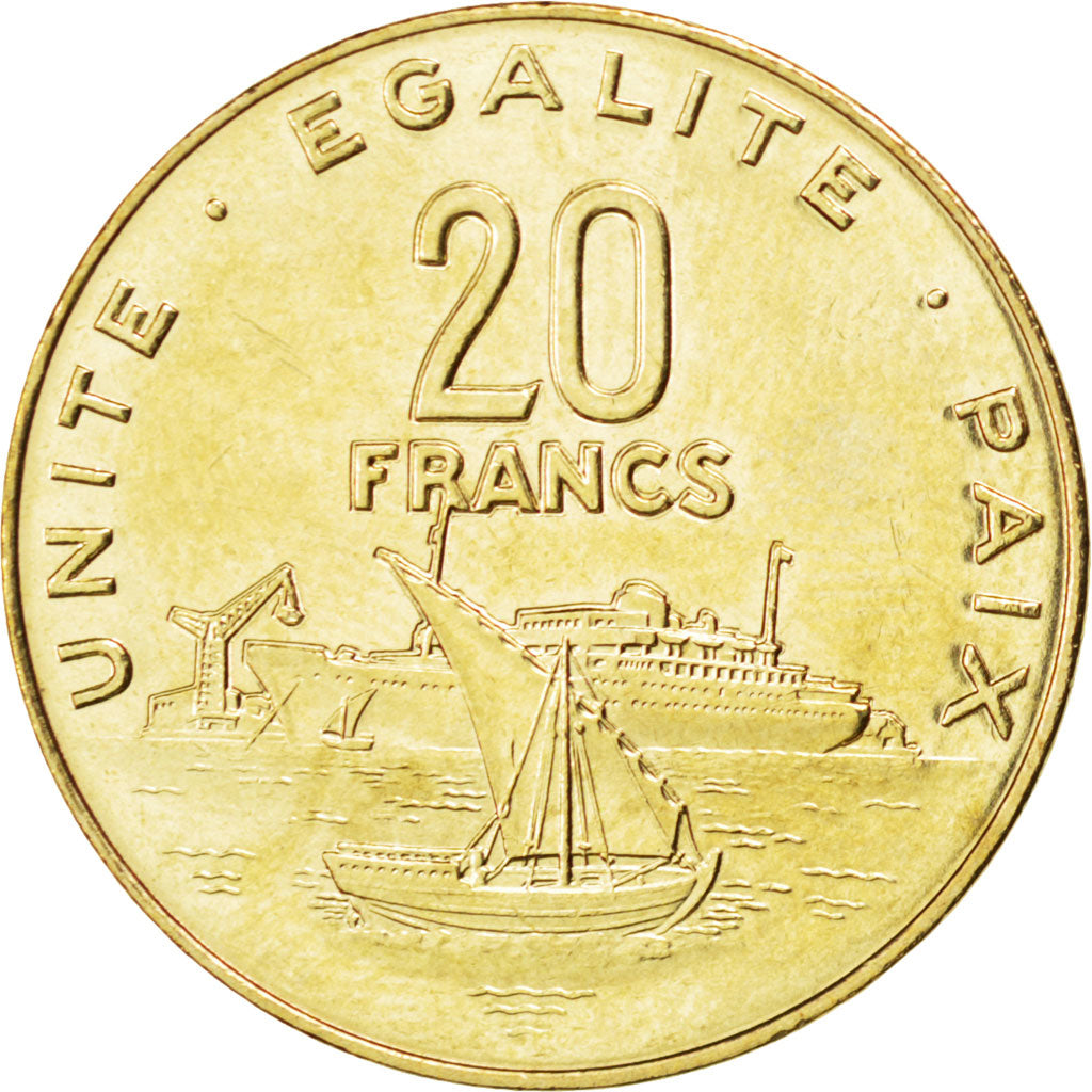 DJIBOUTI, 20 Francs, 2010, Paris, KM #24, MS(63), Aluminum-Bronze, 23.5, 4.00