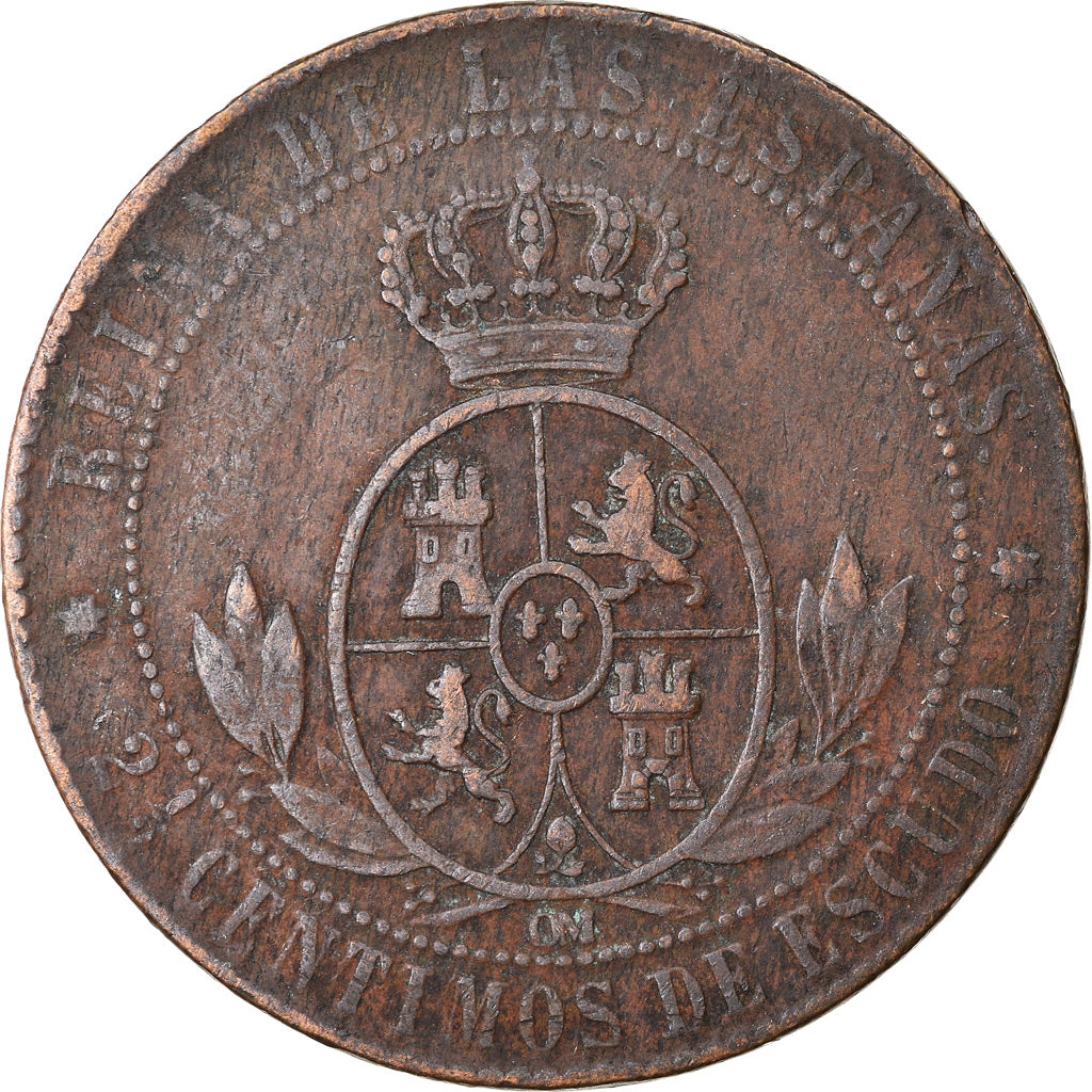 Moeda, Espanha, Isabel II, 2-1/2 Centimos, 1868, Sevilla, VF(30-35), Cobre