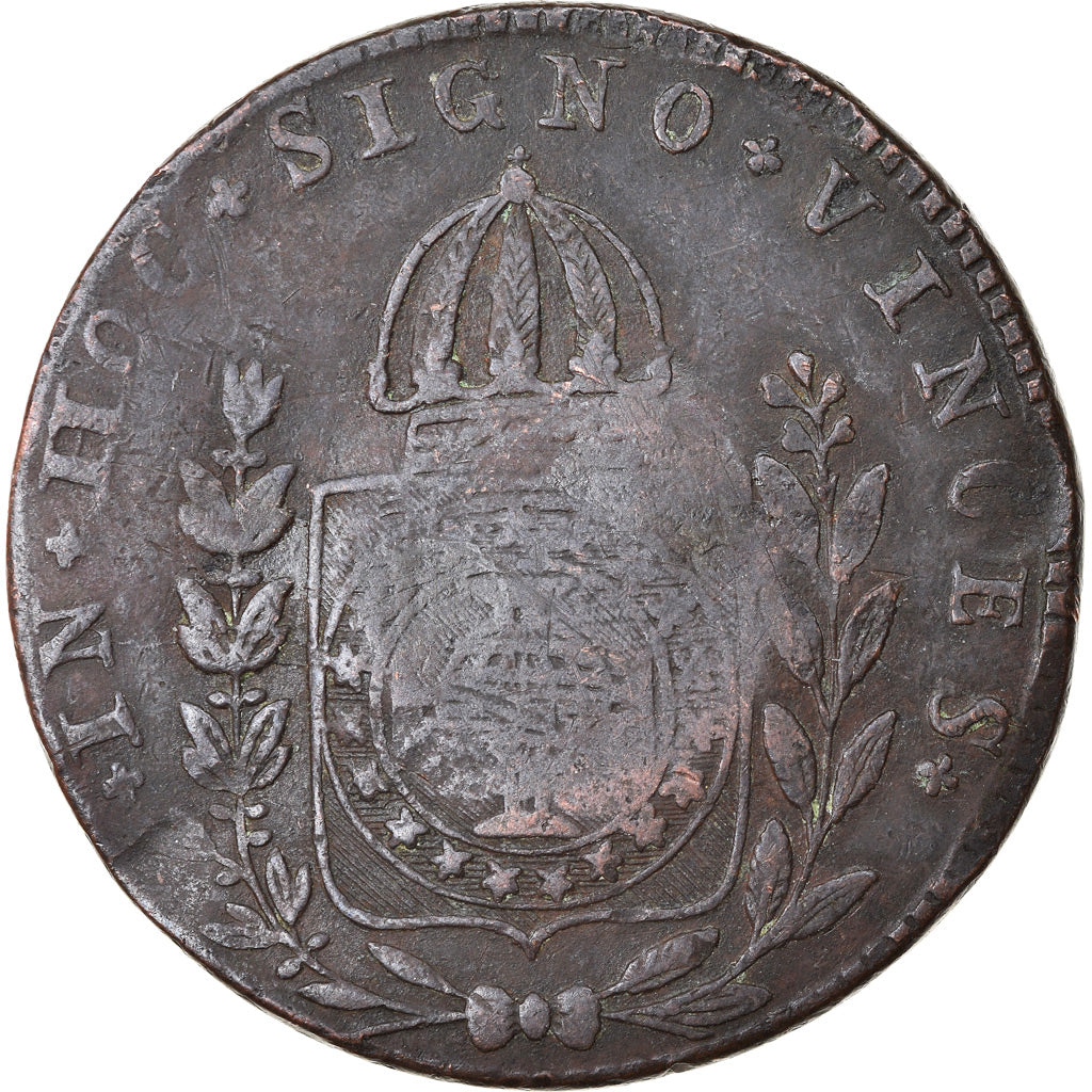 Monnaie, Brésil, Pedro II, 20 Reis, 1832, Rio de Janeiro, Countermarked, TB+