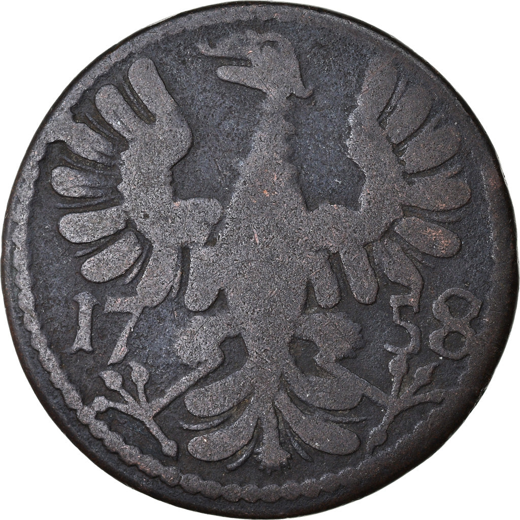 Coin, German States, AACHEN, 12 Heller, 1758, Achen, VF(30-35), Copper, KM:51