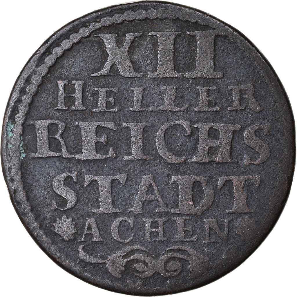 Coin, German States, AACHEN, 12 Heller, 1758, Achen, VF(30-35), Copper, KM:51