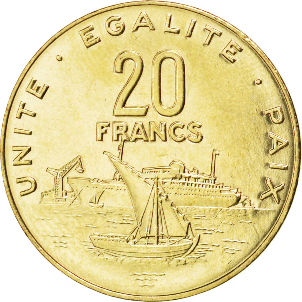 DJIBOUTI, 20 Francs, 2010, Paris, KM #24, MS(63), Aluminum-Bronze, 23.5, 4.00