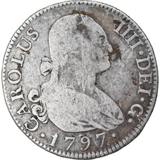 Moneda, España, Charles IV, 2 Reales, 1797, Madrid, BC+, Plata, KM:430.1