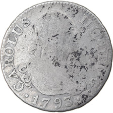 Moneta, Spagna, Charles IV, 2 Reales, 1793, Madrid, MB, Argento, KM:430.1