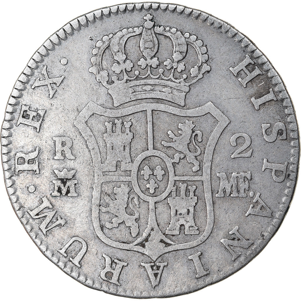 Moneta, Spagna, Charles IV, 2 Reales, 1793, Madrid, MB, Argento, KM:430.1