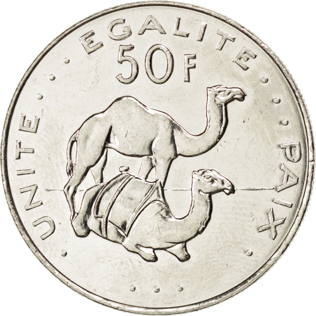 DJIBOUTI, 50 Francs, 2010, Paris, KM #25, MS(63), Copper-Nickel, 25.7, 6.95