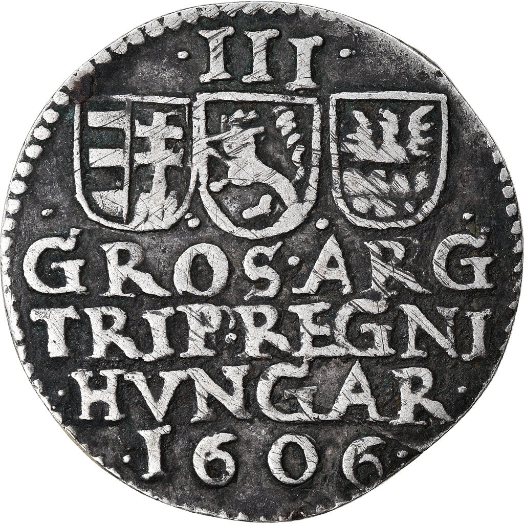 Moneda, Hungría, Transylvania, István Bocskai, 3 Groschen, 1606, Nagybanya
