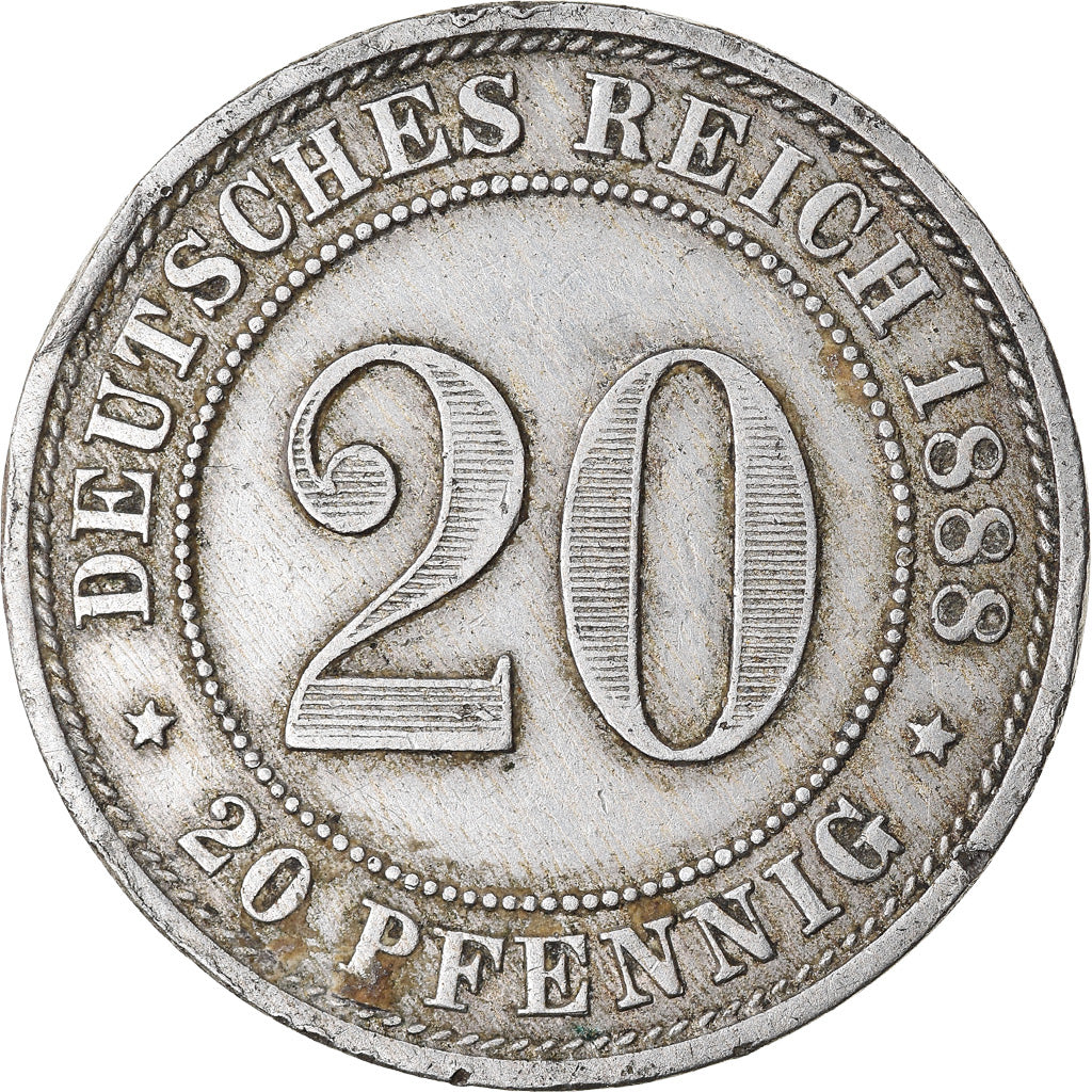 Coin, GERMANY - EMPIRE, Wilhelm I, 20 Pfennig, 1888, Berlin, EF(40-45)