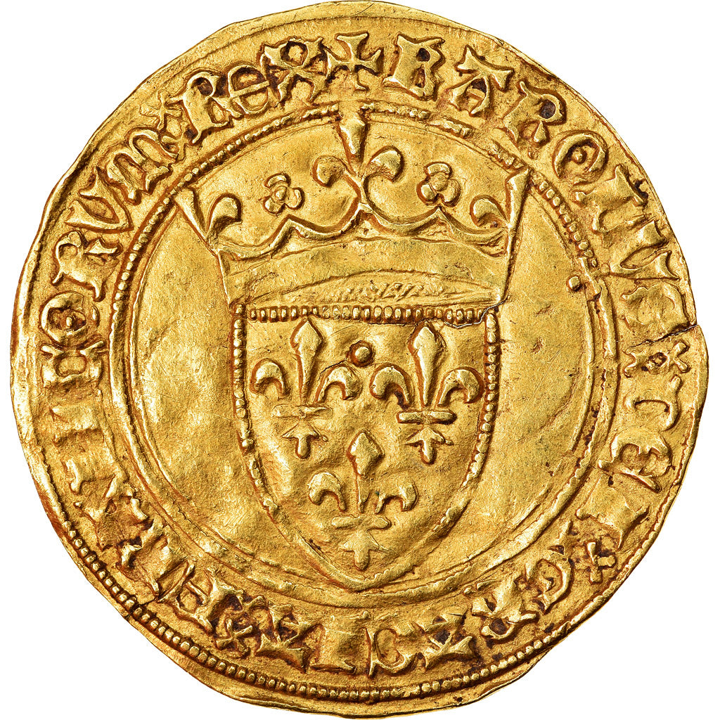Moeda, França, Charles VI, Ecu d'or, Tours, EF(40-45), Dourado, Duplessy:369C
