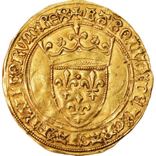 Moeda, França, Charles VI, Ecu d'or, Tours, EF(40-45), Dourado, Duplessy:369C