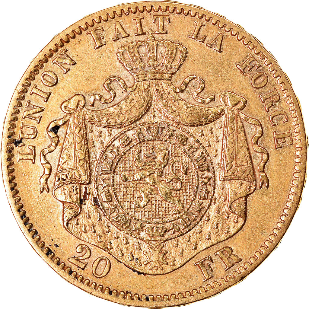 Moneta, Belgio, Leopold II, 20 Francs, 20 Frank, 1870, SPL-, Oro, KM:32