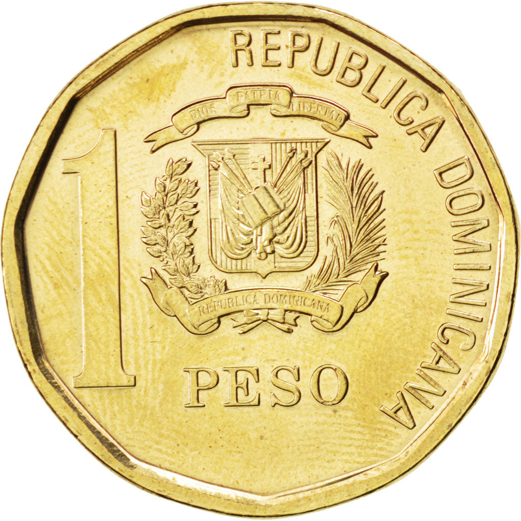 Coin, Dominican Republic, Peso, 2008, MS(63), Brass, KM:80.2