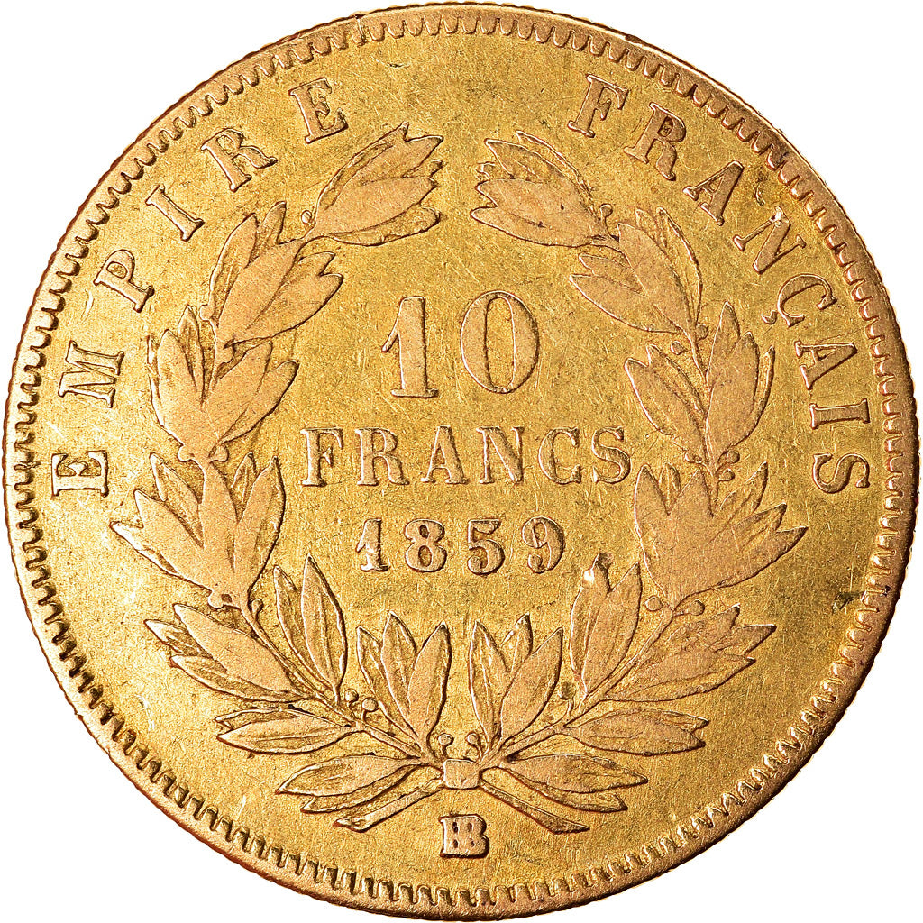 Moeda, França, Napoleon III, Napoléon III, 10 Francs, 1859, Strasbourg