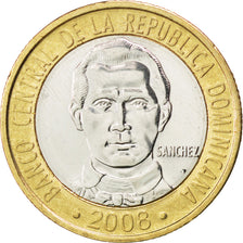 DOMINICAN REPUBLIC, 5 Pesos, 2008, KM #89, MS(63), Bi-Metallic, 23, 6.05