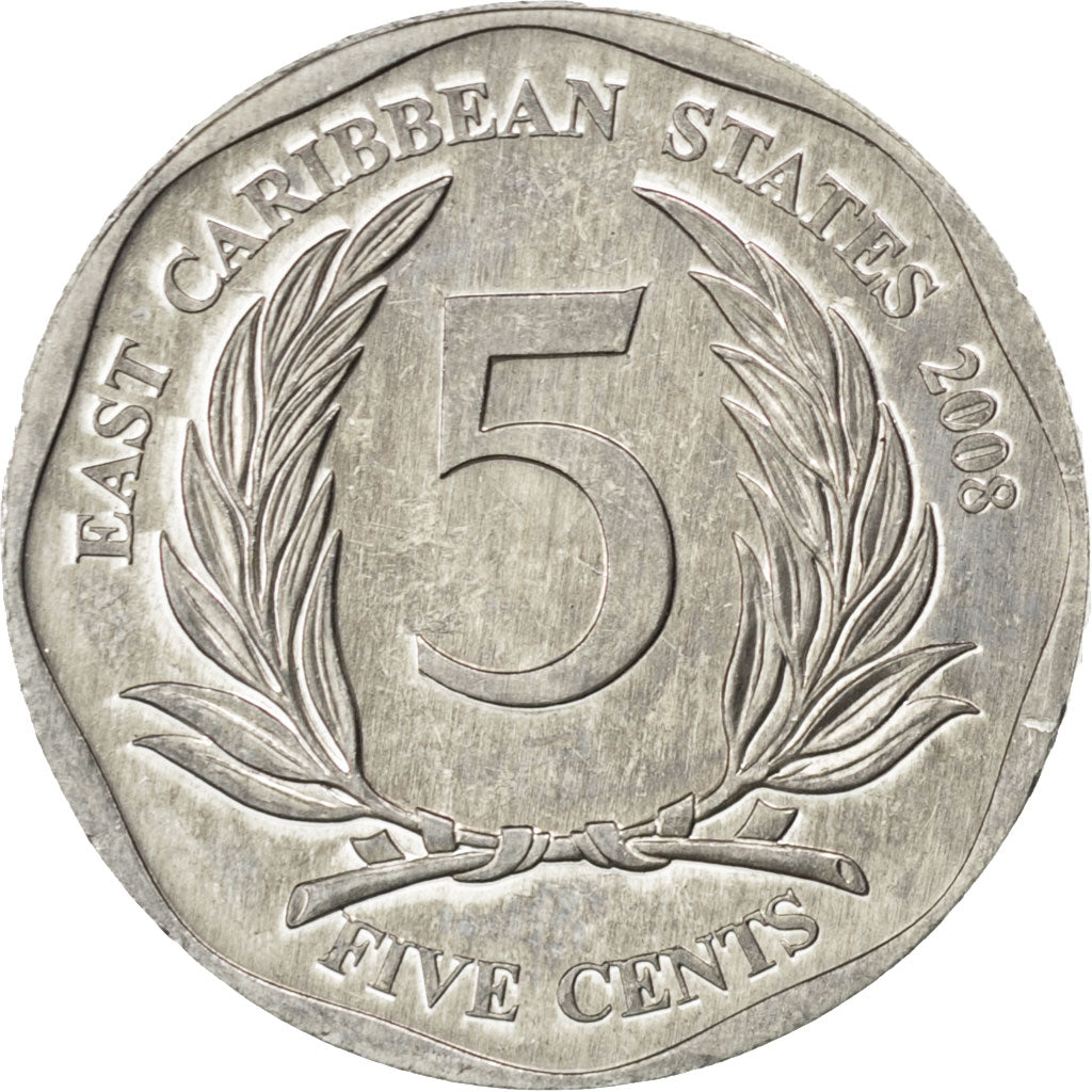 EAST CARIBBEAN STATES, 5 Cents, 2008, British Royal Mint, KM #36, MS(63),...