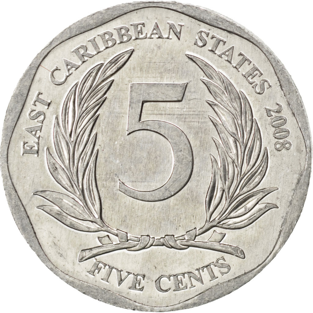 EAST CARIBBEAN STATES, 5 Cents, 2008, British Royal Mint, KM #36, MS(63),...