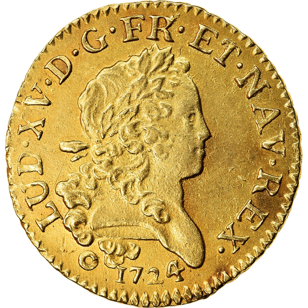 Moneta, Francia, Louis XV, Louis d'or Mirliton, Grandes Palmes, 1724, Bordeaux